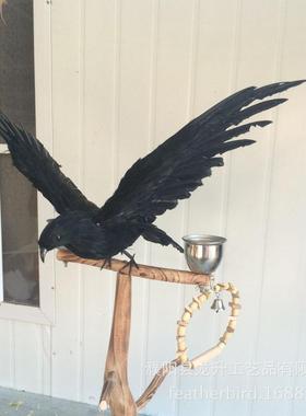 乌派鸦模型羽毛鸟乌乌鸦YFK仿真鸦鬼节乌鸦道具万圣节装饰对