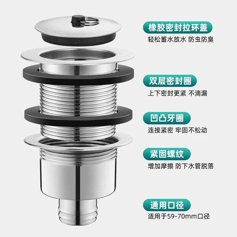 拖把池洗衣池不锈水钢器理石陶瓷盆水管排池器C261配件套大装