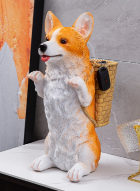 家装饰品仿真狗柯基犬工艺品摆件欧式客厅创意个性家居房间摆设品