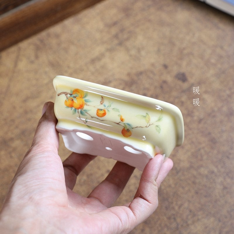 花脚口边小长方暖暖精选微型釉盆陶瓷星宇微盆景绿植高温贴画