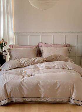 法式田园复古提花刺绣寝具超柔裸睡床品高端纯棉长绒棉四件套家纺