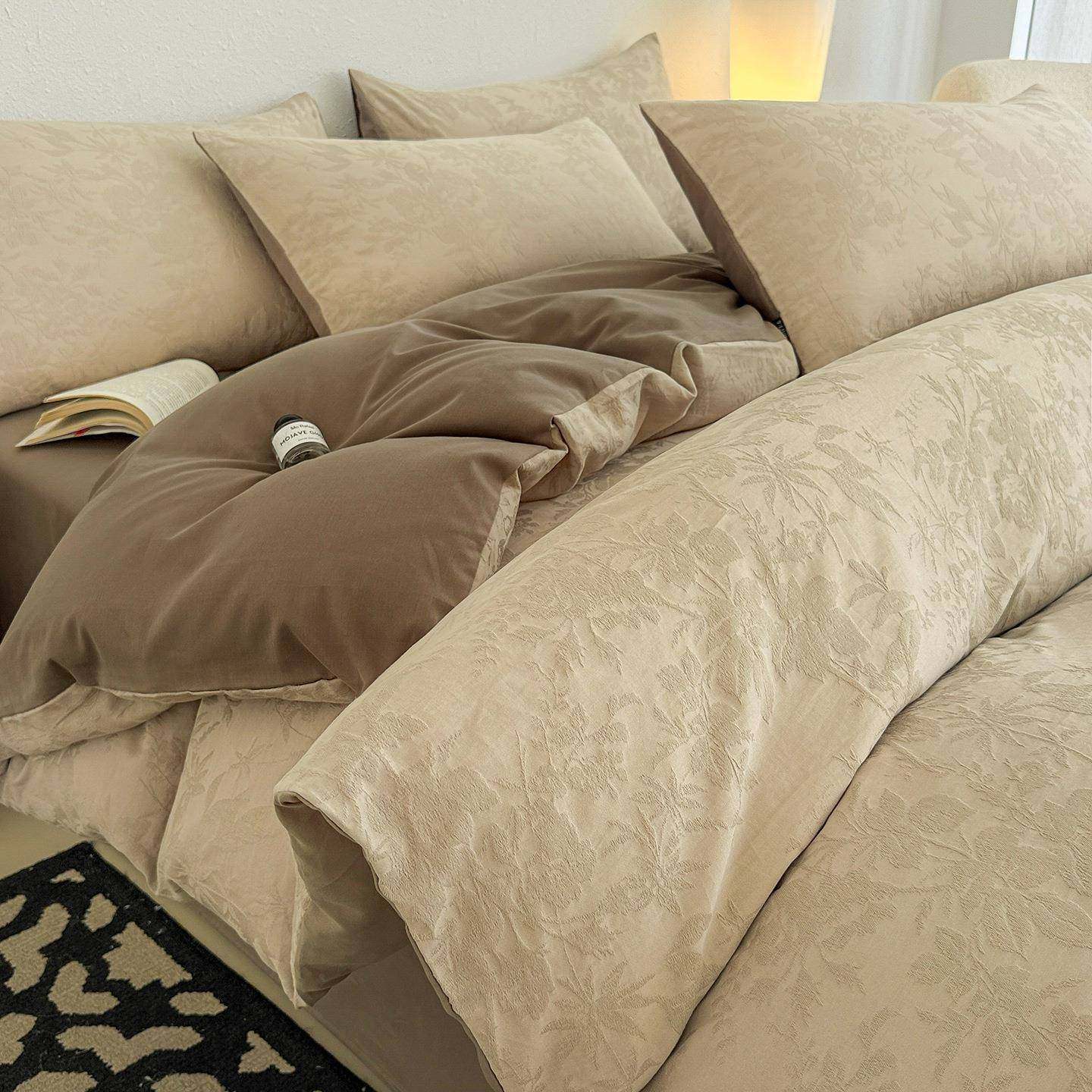 A类全棉提花床上四件套美拉德简约60S纯棉床单被套宿舍三件套床笠,电子元器件市场,其它元器件,淘宝优惠券,粉丝福利购,淘宝优惠卷