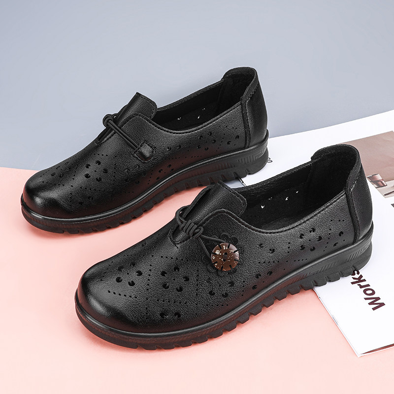 母亲节夏妈妈鞋凉鞋防滑软底洞洞鞋女中老年平底舒适中年皮鞋老人,女鞋,浅口单鞋,淘宝优惠券,粉丝福利购,淘宝优惠卷