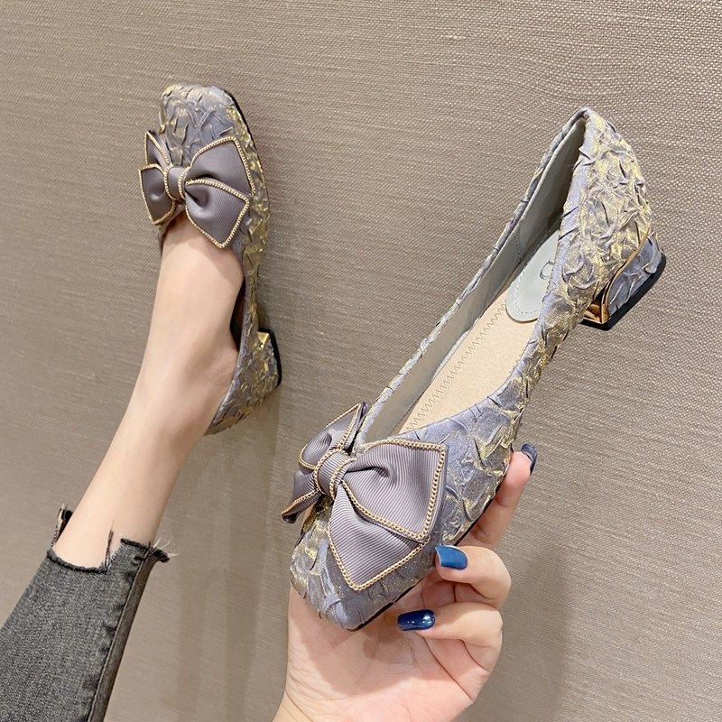 高跟鞋女2024女鞋春款仙女风温柔鞋中跟渐变色晚晚鞋方头粗跟单鞋,女鞋,浅口单鞋,淘宝优惠券,粉丝福利购,淘宝优惠卷