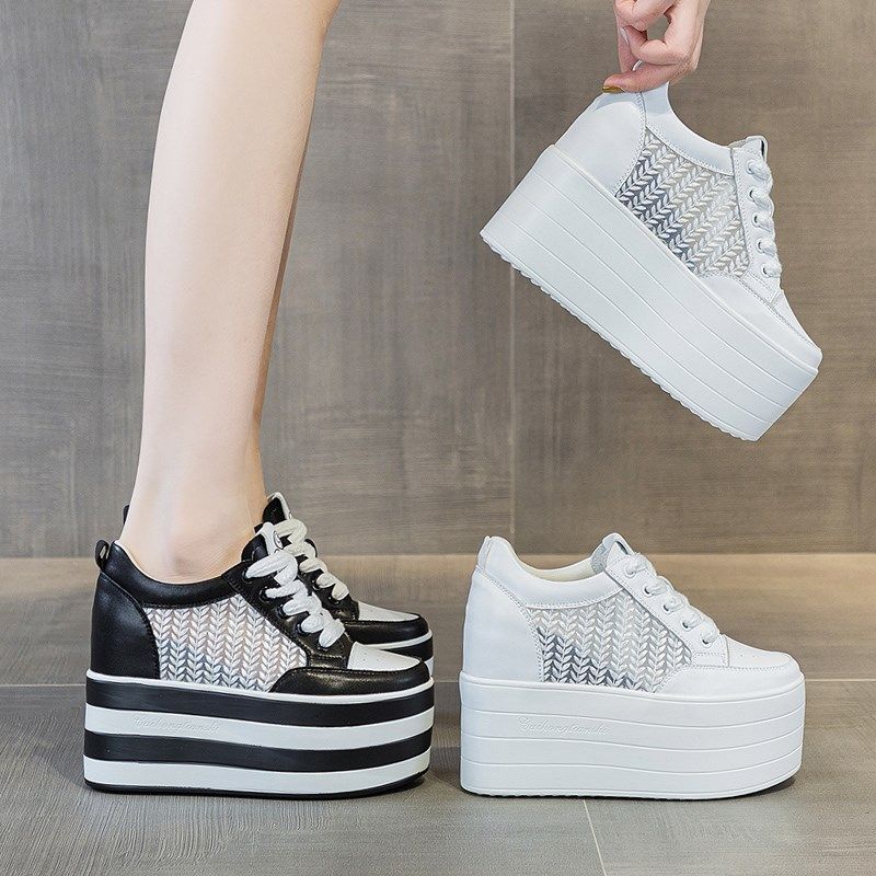 透气夏天鞋子女夏季小白鞋12公分内增高女鞋33码网面厚底松糕鞋女,女鞋,松糕（摇摇）鞋,淘宝优惠券,粉丝福利购,淘宝优惠卷