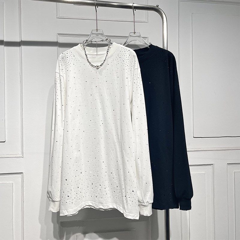 重工亮钻中长打底内搭长袖T恤女2023冬新款圆领舒适宽松显瘦上衣,女装/女士精品,T恤,淘宝优惠券,粉丝福利购,淘宝优惠卷