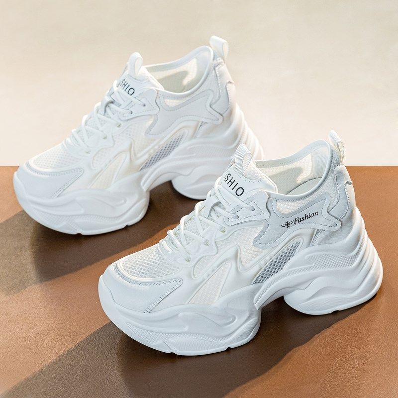 透气网面老爹鞋女2025新款夏季休闲运动鞋小个子内增高厚底小白鞋,女鞋,老爹鞋,淘宝优惠券,粉丝福利购,淘宝优惠卷
