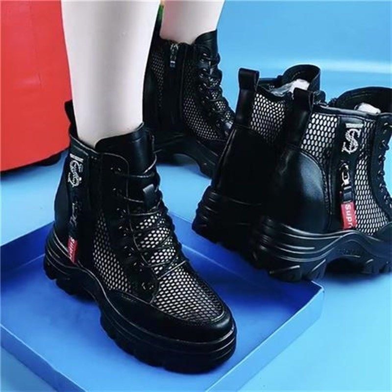 真皮内增高软底马丁靴女2022新款夏季网纱镂空短靴厚底透气女凉靴,女鞋,罗马凉鞋,淘宝优惠券,粉丝福利购,淘宝优惠卷