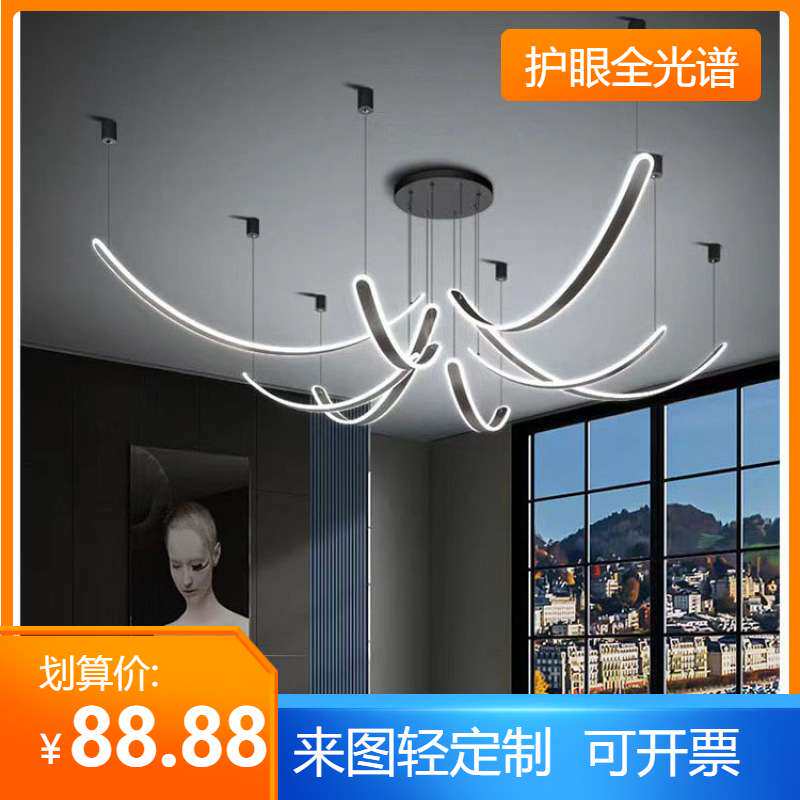 线条组合型吊灯 铝材黑色简约现代灯 服装店大厅装饰性大气吊灯
