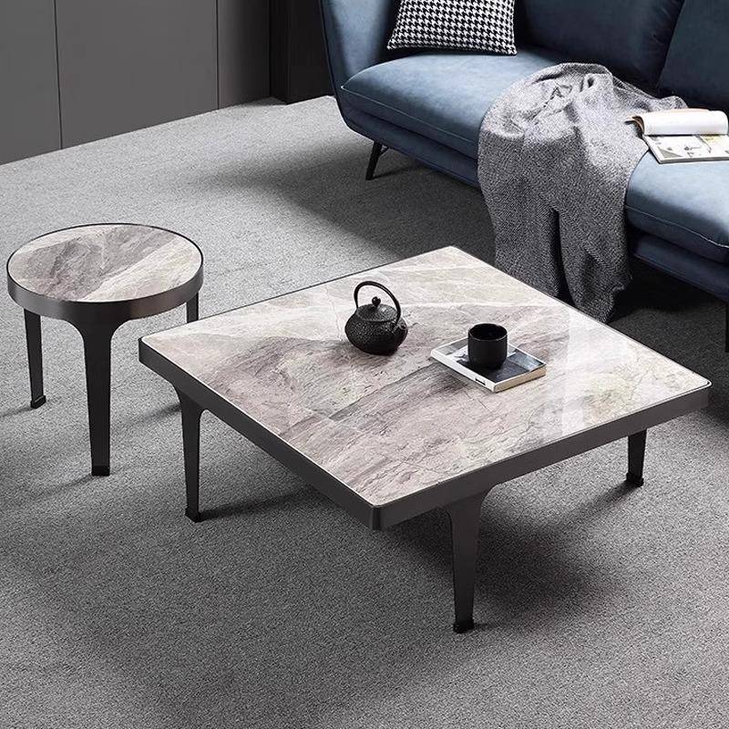 意式岩板茶几简约风客厅家用小户型边几正方形设计师极简组合茶几