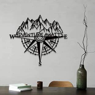 金属指南针山峰墙饰山墙艺术铁艺工艺品挂件家居客厅餐厅装饰品