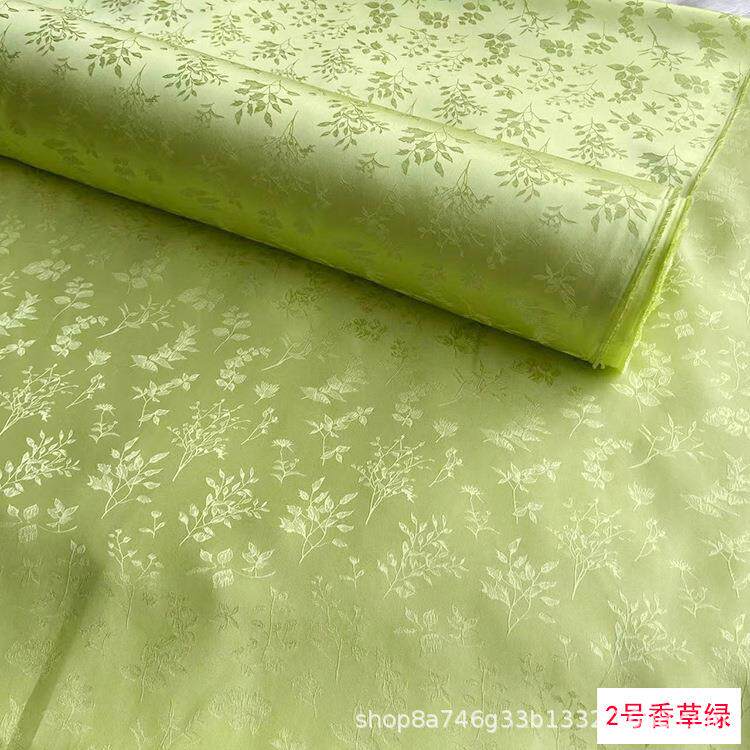 金中枝叶QUK夏提花桑波袍缎真丝面料中国风新季式服装汉服旗裙布