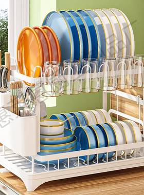 水厨房碗碟多置物架碗筷碗盘纳架家用台面功能沥水架滤FAff476X收