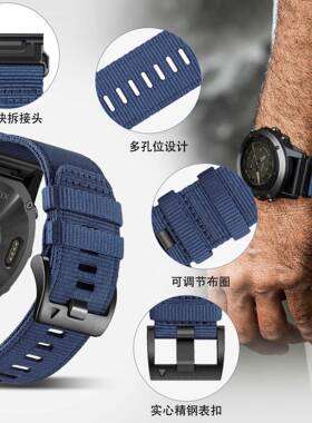 61S适用佳明快拆n尼龙表G57796arm泰铁时带Tiactix7pro飞耐时feni