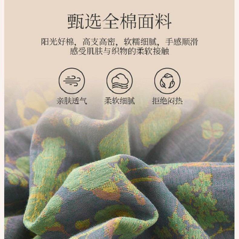 薄款纯棉浴袍色织提双纱水布国风复国风长款古花中式浴层衣睡衣女