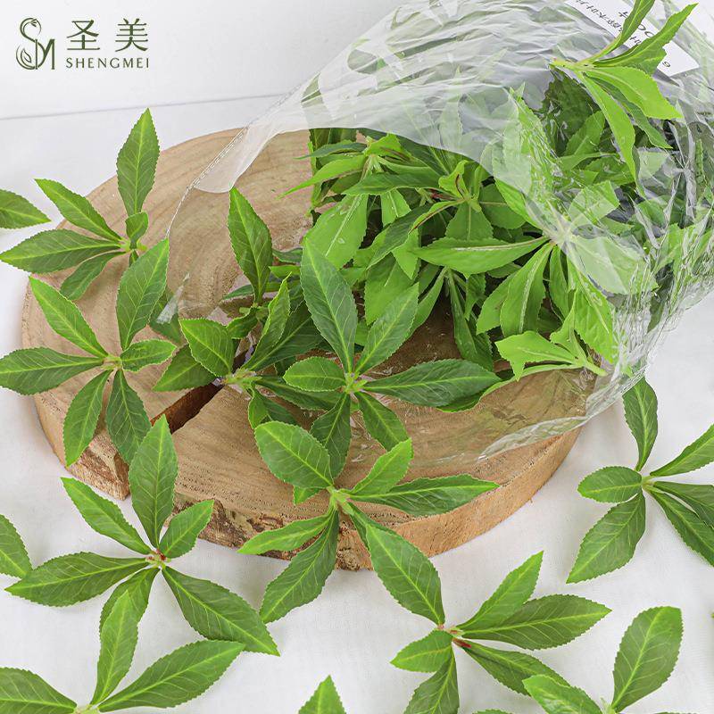 装单片仿真6叶顶叶马木醉叶片枯树枝IY饰SM-4372假绿D叶塑料叶片