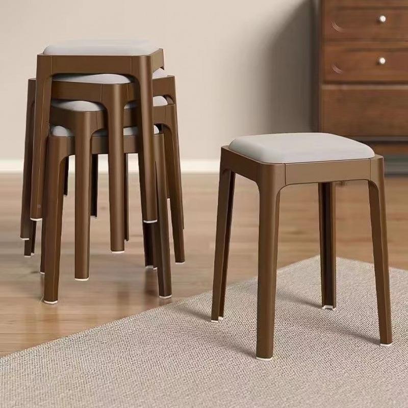 4方凳新品纳凳省2空软包凳子餐凳客厅书房间凳子收结实PWE仿实木