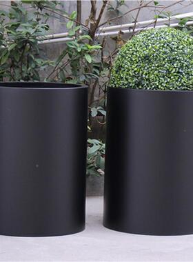 定制美式乡村铁艺花器花组YBA合形绿圆植箱花盆轮带子艺移动金属