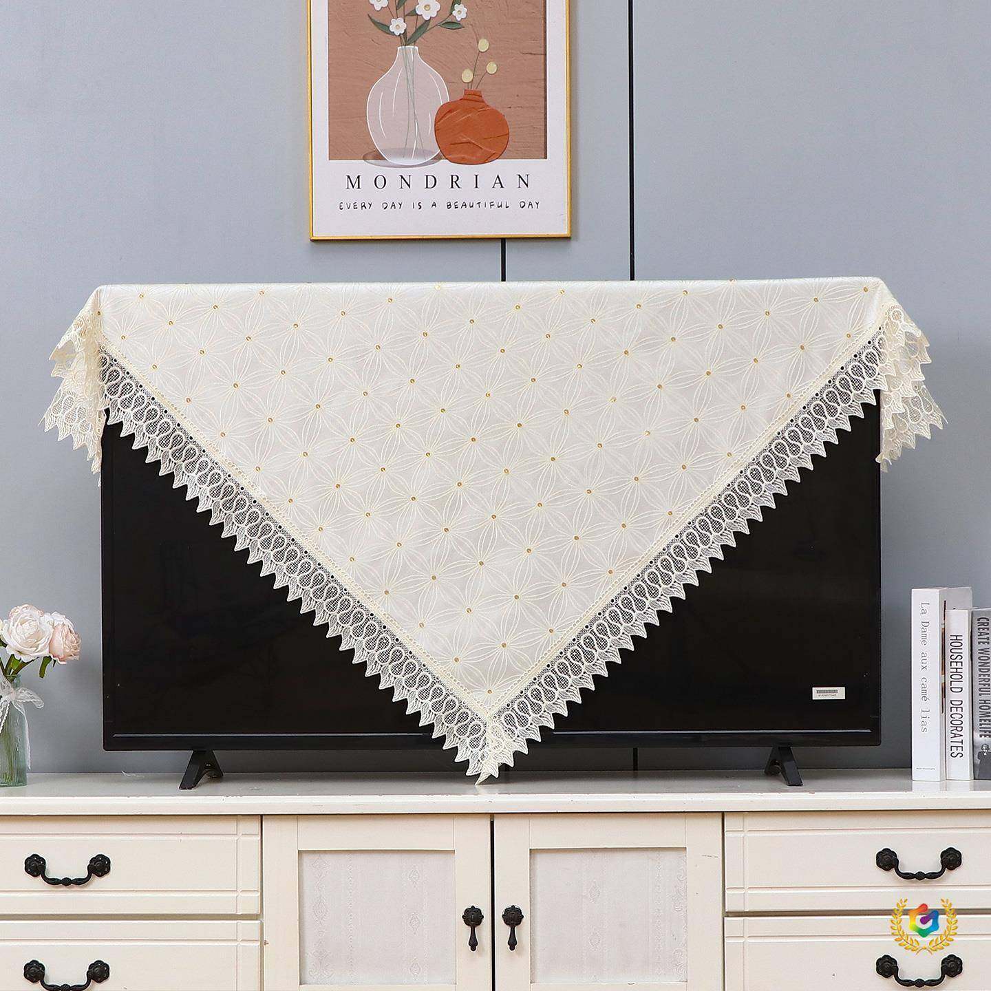 ?电视机盖布尘风罩田防园简约防尘布42寸5565寸75寸寸Fh(x}h(h电