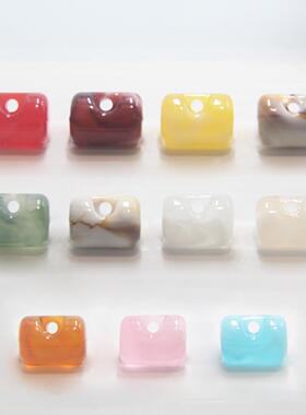 旗彩色圆形琉璃扣亚克力KRU仿玉石扣云柱彩双袍汉扣子新中式国服