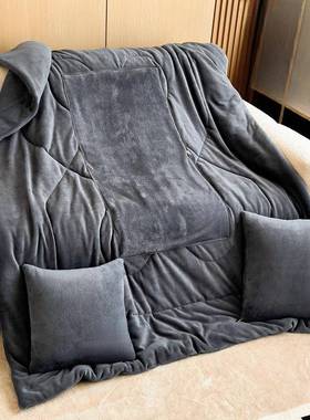 加厚牛奶抱枕被载两用二合一印子办公室午睡绒枕头车靠AL100582垫