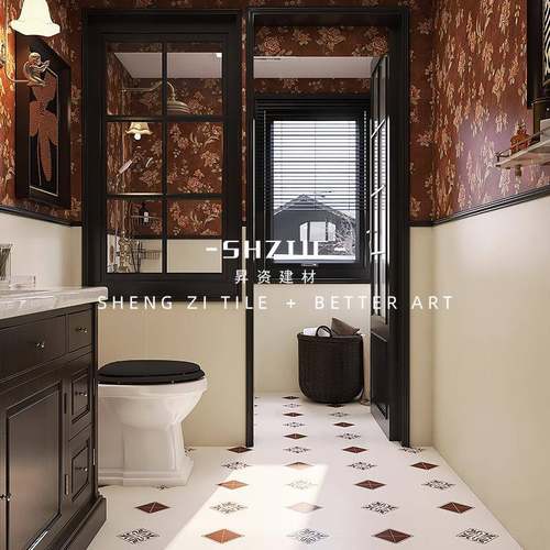 法式美复古风拉德焦卫1200-SH糖色厨房间瓷砖地砖浴室生墙砖阳台
