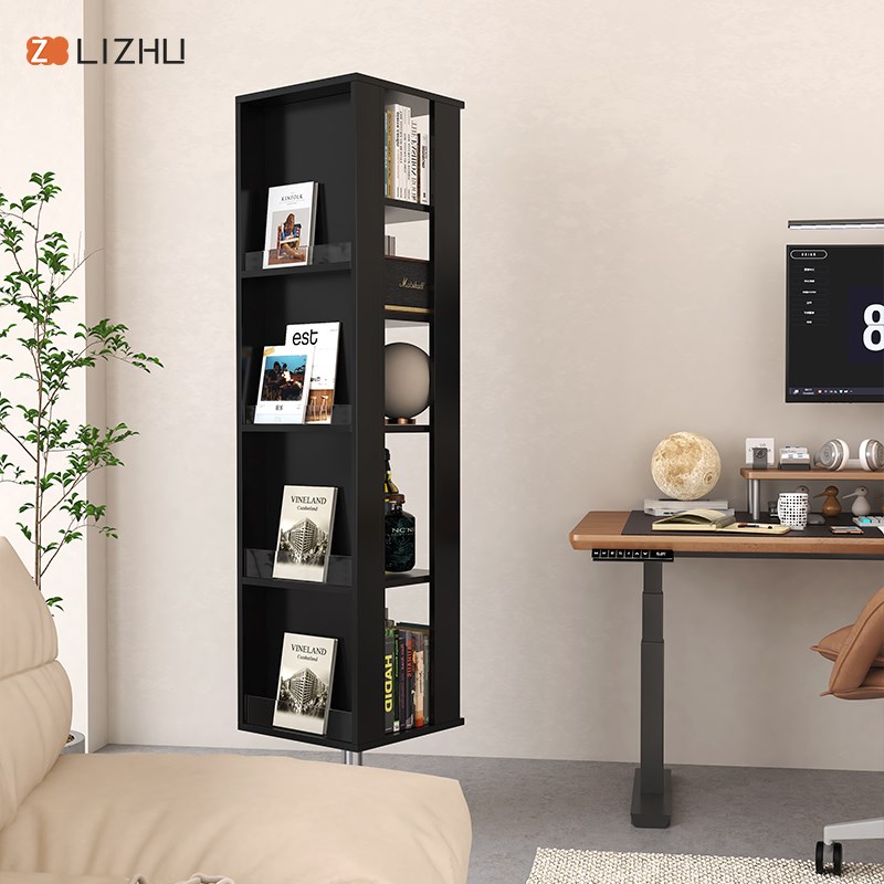 落地360度旋转书o柜架绘本杂志书报展示架民宿客厅书架定制