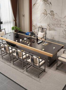 实大公板茶椅组合办室茶桌新中桌OXK式禅意茶台几带茶盘一木体泡