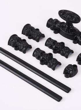 应厂家供仿雕花古黑色烤漆把锌合金手书MT7002L柜衣柜窗户天地锁