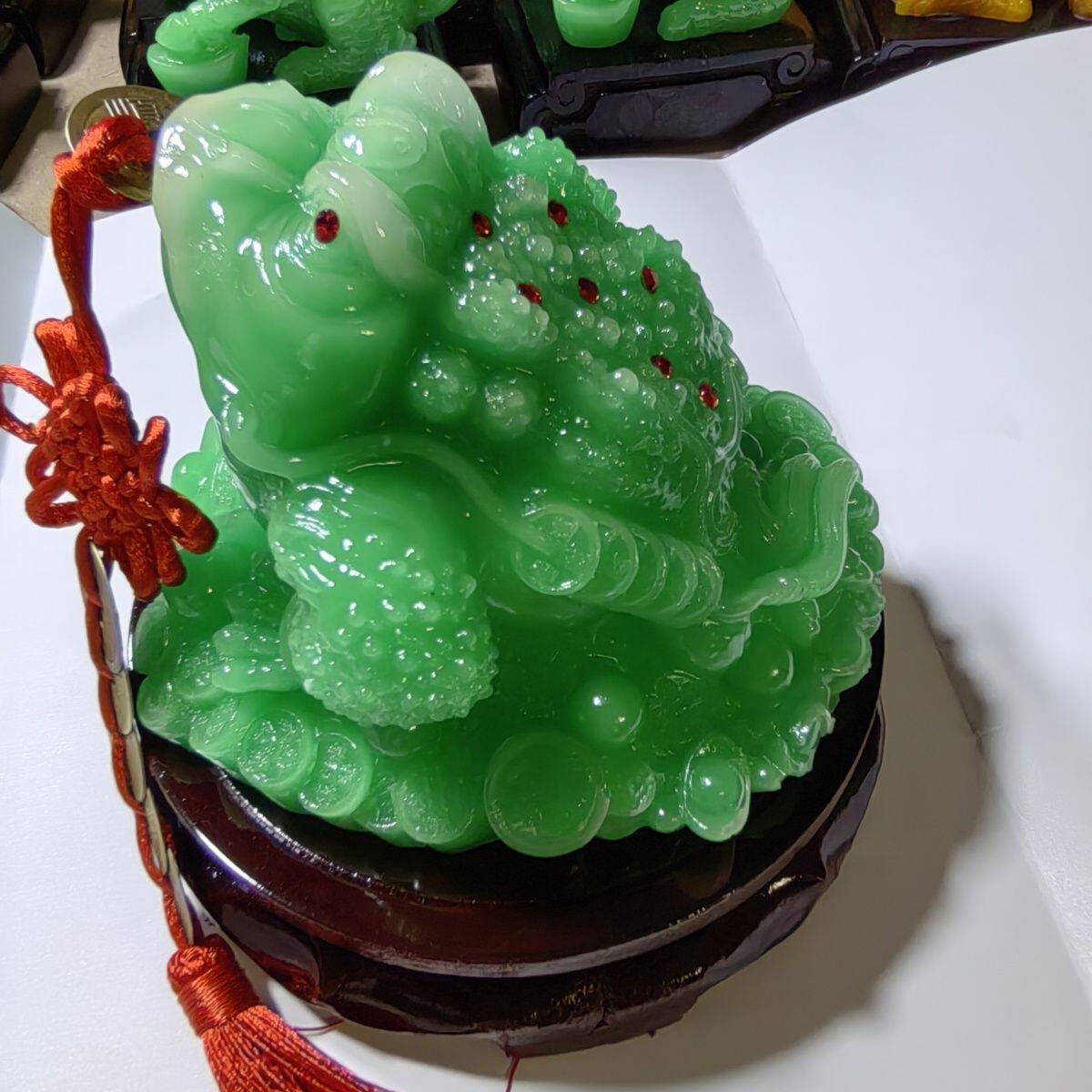 金蟾树脂摆件仿翠玉三足蟾蜍家居客厅书房装饰开业送礼收银台摆设