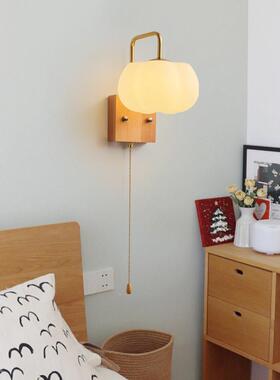 棉花灯原木奶油风室床头灯馨现68501代网壁红客厅走卧温廊阳台中