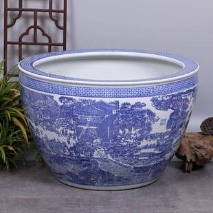 睡莲花盆青花瓷碗大莲荷花花盆树水缸种铁财mh571733树花盆发庭院