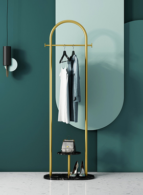 北欧轻奢大理f石衣架摆件简约挂衣架卧室网红客厅创意落地衣帽架