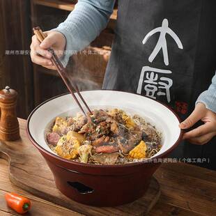 红色玉罗锅特色RIG砂大盘鸡霸锅别鸡酒店餐厅王大容量火耐高温明