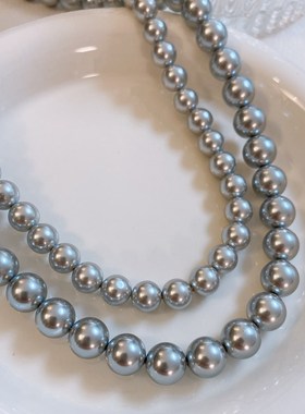 消失的她倪妮款925银真多麻灰珍珠项链女强光轻奢港风锁骨链礼物