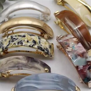 日系发夹发扣马尾夹扣醋酸夹弹簧复古气质金属发圈发夹金属发饰女