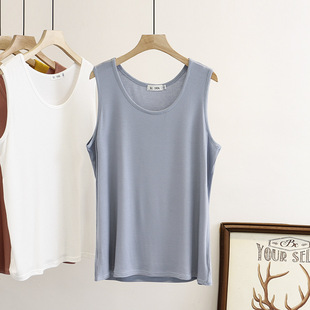 潮 打底衫 大码 吊带背心女胖mm内搭200斤夏宽松纯棉胖妹妹坑条无袖