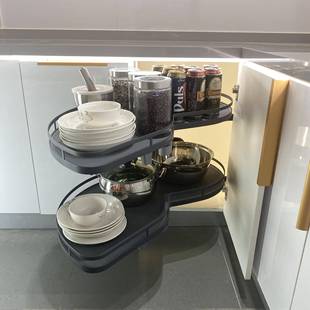 房柜拐纳角旋886转转角飞碟小厨怪物锅具收置物架储物橱柜调味篮