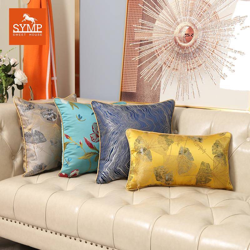 腰枕沙发抱枕腰飘窗靠仿真提花新中式复SHF古汽丝车办垫公室靠榻