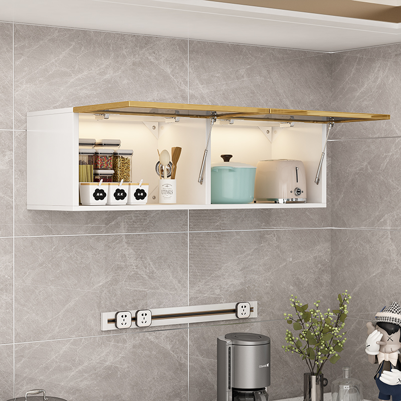 实木厨房吊柜墙壁柜壁挂调t味置物架上翻柜玻璃门展示柜调料小吊