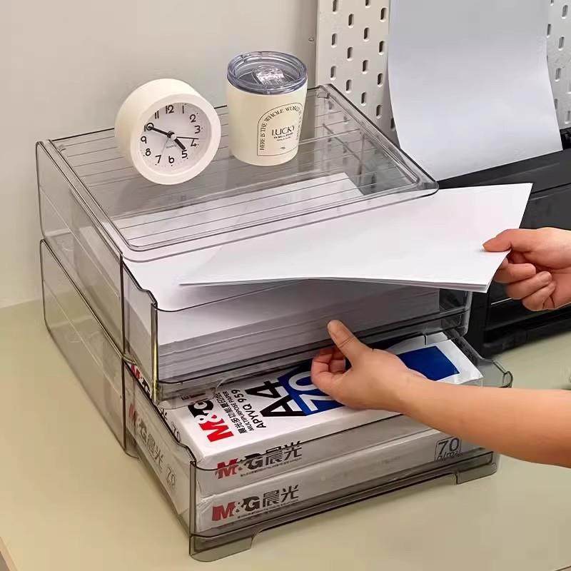 纳打印纸收盒办公纳A4打印纸室抽屉式件资料整理置物柜工位桌面收