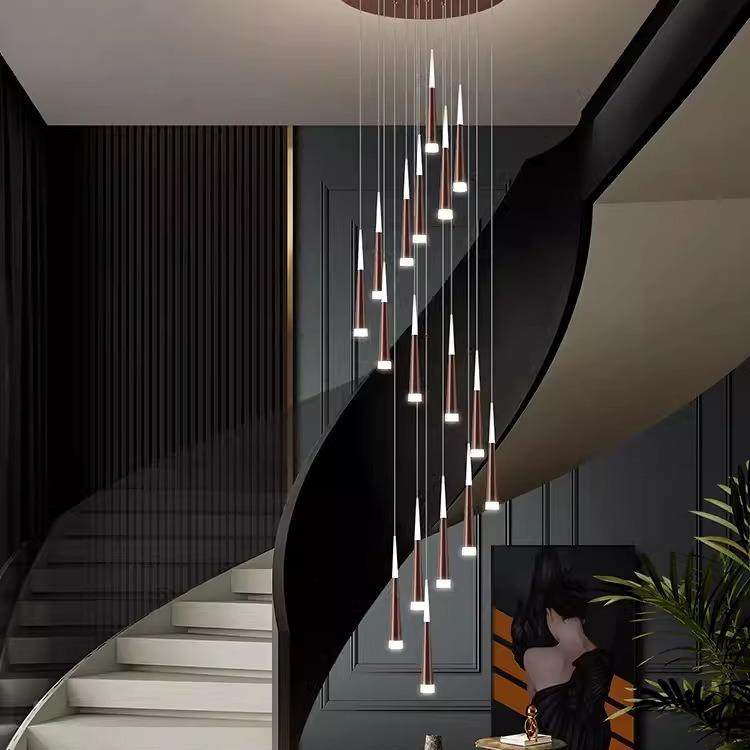 楼梯长吊灯别旋转lof37842公寓挑高客厅楼梯灯间复式楼t中楼梯灯