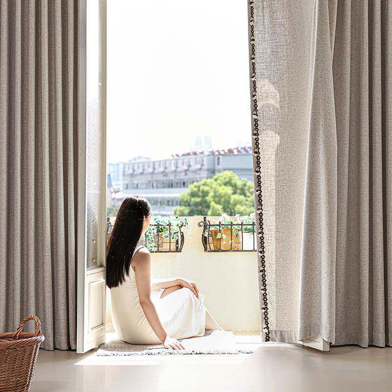 025新2款柯桥亦亦卧纱棉麻半遮光255窗帘现代简约日式窗帘布客布
