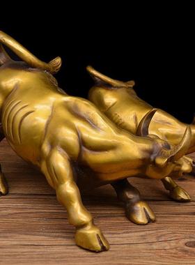 宏华尔街牛铜黄大铜华达尔街牛摆件牛