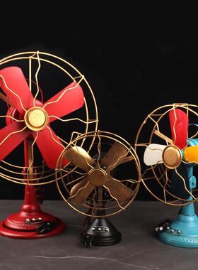 复古怀老式风181840电扇模型摆件旧酒吧咖厅餐厅橱啡窗装饰品道具