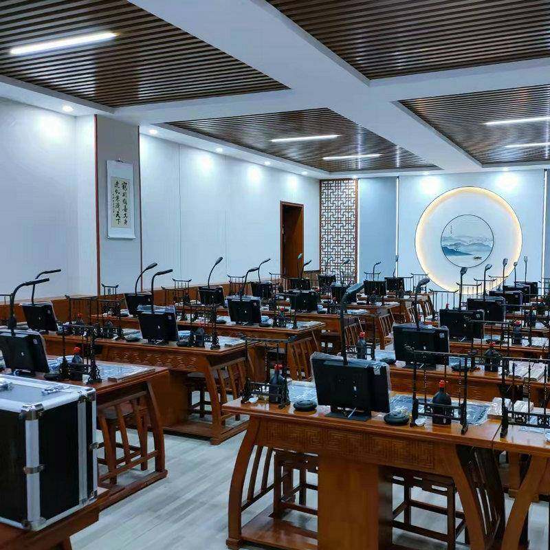 临摹榆木可定制书学书法课桌椅厂家学生书法画教学桌国学培训教课