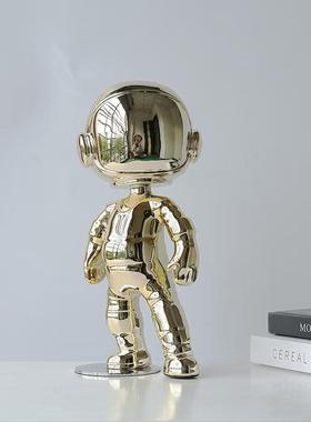 售现代室轻奢电镀镜太空人摆件面样镜面太空板间楼处内客厅艺术桌