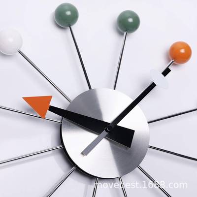 钟恒10548丽北欧尼风彩球挂钟时尚时背景墙尔森糖果钟客厅餐厅装