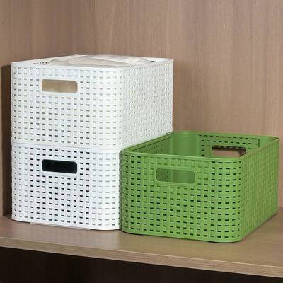 塑收料收纳筐厨房收纳篮浴室桌子面OYE零收纳盒仿藤编纳篮食收纳