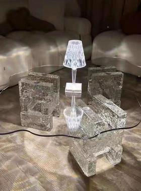 nis网红创意茶几透明亚克力云茶几小户型高XYR级感设计边朵几小桌